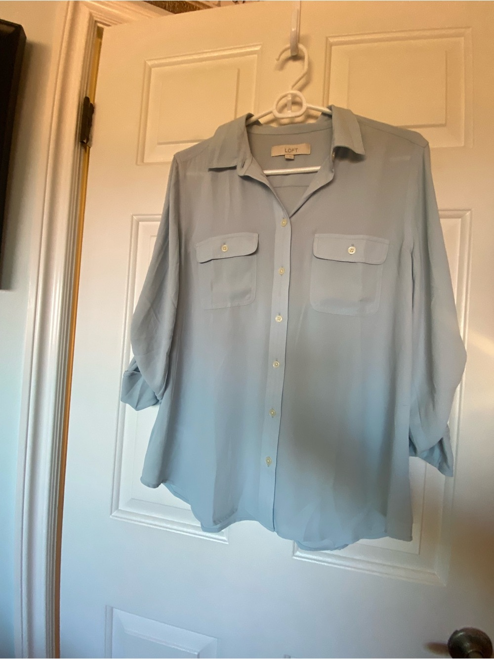 LOFT Pale Blue Women's Button-Up Blouse